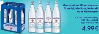 alldrink Gerolsteiner Mineralwasser Sprudel, Medium, Naturell, oder Heilwasser 6x1,0 L Glas Angebot