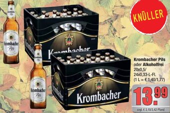 alldrink Krombacher Pils oder Alkoholfrei 20x0,5/ 24x0,33-L-FI. Angebot