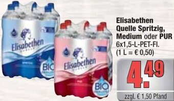 alldrink Elisabethen Quelle Spritzig, Medium oder PUR 6x1,5-L-PET-FI. Angebot