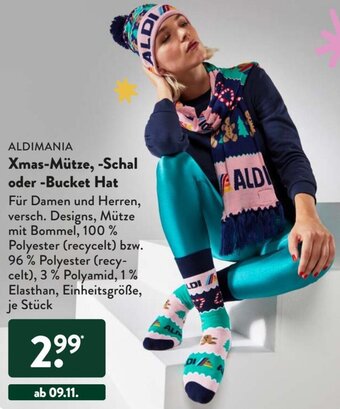 Aldi Süd ALDIMANIA Xmas-Mütze, Schal oder Bucket Hat Angebot