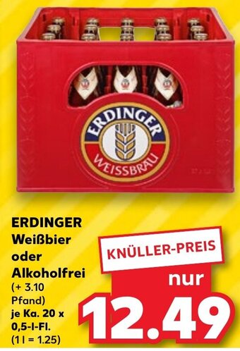 Kaufland ERDINGER Weißbier oder Alkoholfrei Ka. 20 x 0,5-I-FI. Angebot