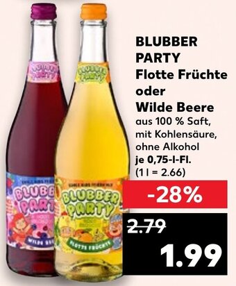 Kaufland BLUBBER PARTY Flotte Früchte oder Wilde Beere 0,75 L-Fl. Angebot