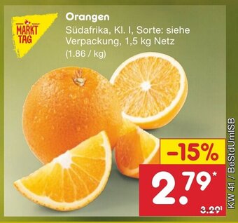 Netto Marken-Discount MARKT TAG Orangen Südafrika, 1,5 kg Angebot