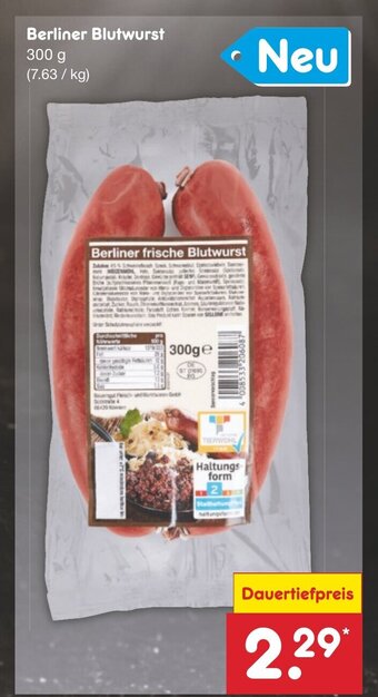 Netto Marken-Discount Berliner Blutwurst 300 g Angebot