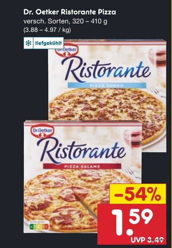 Netto Marken-Discount Dr. Oetker Ristorante Pizza versch. Sorten, 320 - 410 g Angebot