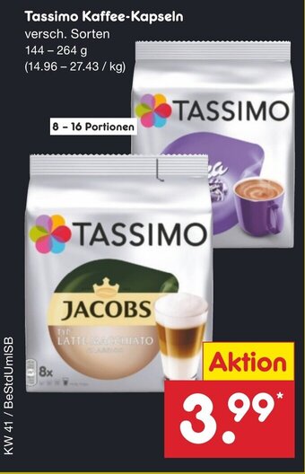 Netto Marken-Discount JACOBS Tassimo Kaffee-Kapseln versch. Sorten 144-264 g Angebot