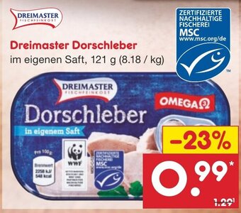 Netto Marken-Discount Dreimaster Dorschleber 121g Angebot