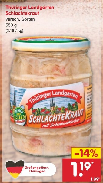 Netto Marken-Discount Thüringer Landgarten Schlachtekraut 550g Angebot