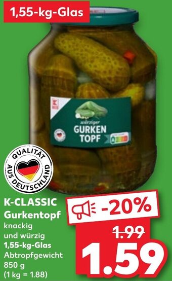 Kaufland K-CLASSIC Gurkentopf 1,55 kg Glas Angebot