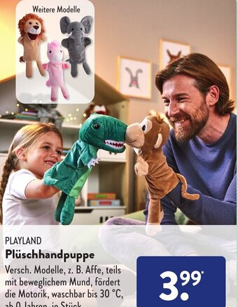 Aldi Süd PLAYLAND Plüschhandpuppe Angebot