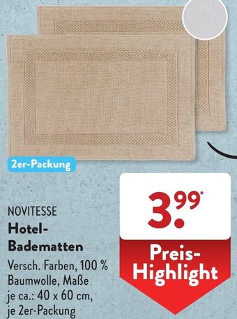 Aldi Süd NOVITESSE Hotel Badematten 2er-Packung Angebot