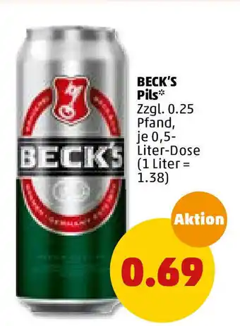 PENNY Beck's Pils 0.5 liter Angebot