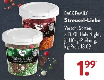 Aldi Süd BACK FAMILY Streusel-Liebe 110 g Packung Angebot