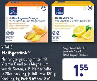 Aldi Süd VITALIS Heißgetränk 160/180 g Packung Angebot