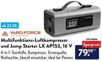 Aldi Süd YARD FORCE Multifunktions-Luftkompressor und Jump Starter LX AP153, 16 V Angebot