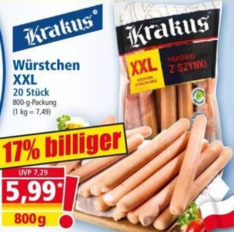 Norma Krakus Würstchen XXL 800 g Packung Angebot