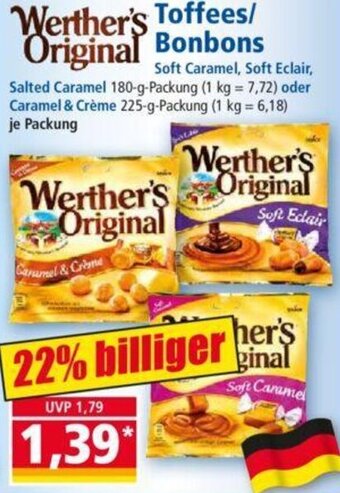 Norma Werther's Original Toffees/ Bonbons 180/225 g Packung Angebot