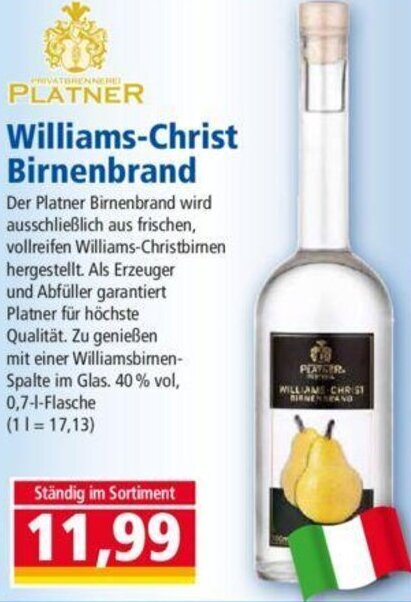 platner-williams-christ-birnenbrand-0-7-l-flasche-angebot-bei-norma