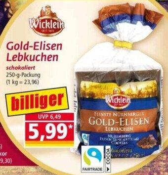 Norma Wicklein Gold-Elisen Lebkuchen 250 g Packung Angebot