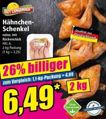 Norma GUT LANGENHOF Hähnchen-Schenkel 2 kg Packung Angebot