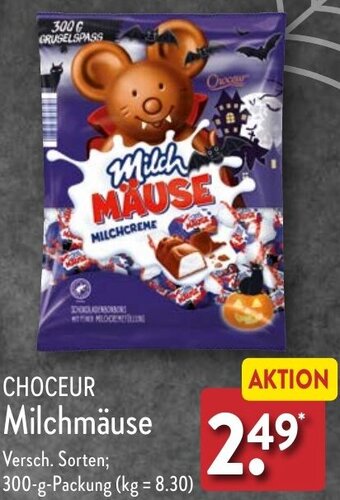 Aldi Nord CHOCEUR Milchmäuse 300 g Packung Angebot