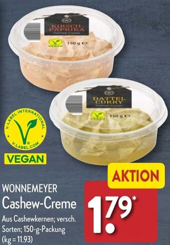 Aldi Nord WONNEMEYER Cashew-Creme 150 g Packung Angebot