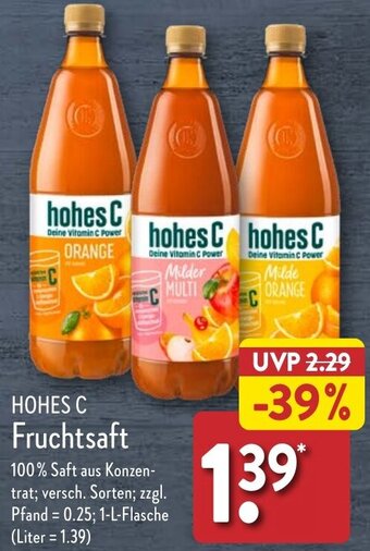 Aldi Nord HOHES C Fruchtsaft 1 L Flasche Angebot