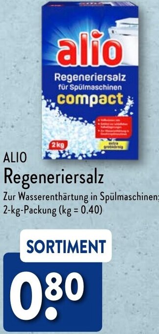 Aldi Nord ALIO Regeneriersalz 2 kg Packung Angebot