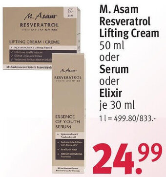 Rossmann M. Asam Resveratrol Lifting Cream 50 ml oder Serum oder Elixir 30 ml Angebot