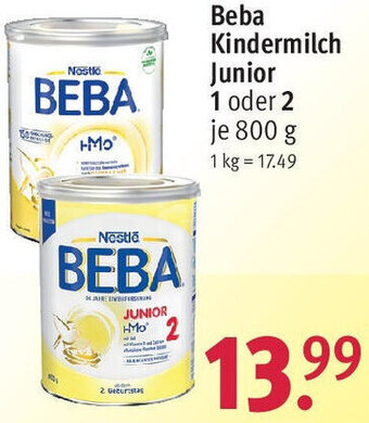 Rossmann Beba Kindermilch Junior 1 oder 2, 800 g Angebot