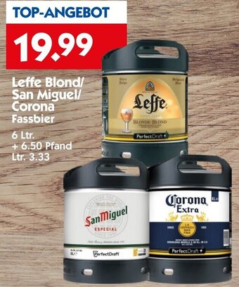 Hol'ab Getränkemarkt Leffe Blond/ San Miguel/ Corona Fassbier 6 Ltr. Angebot