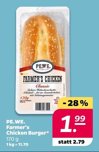 NETTO PE.WE. Farmer's Chicken Burger 170 g Angebot