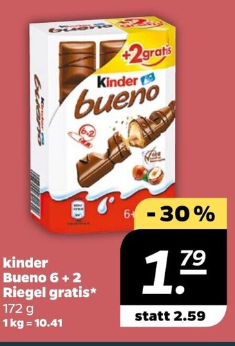 NETTO kinder Bueno 6 + 2 Riegel gratis 172 g Angebot