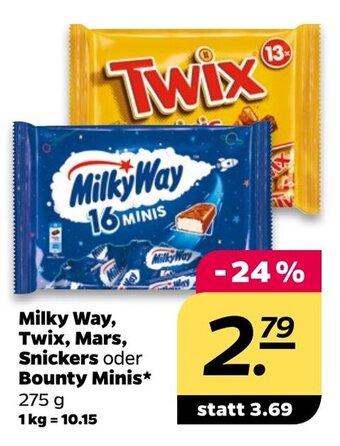 NETTO Milky Way, Twix, Mars, Snickers oder Bounty Minis 275 g Angebot