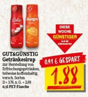 NP Discount GUT&GÜNSTIG Getränkesirup 500ml Angebot