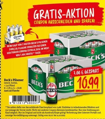 NP Discount Beck's Pilsener versch. Sorten, 24*330ml Angebot