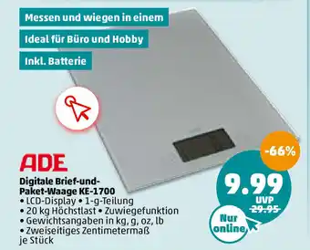 PENNY Digitale Brief-und-Paket-Waage KE-1700 20kg Angebot