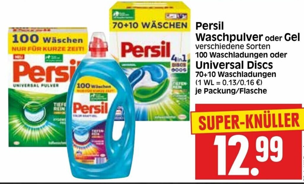 Persil Waschpulver oder Gel oder Universal Discs Angebot bei Edeka Herkules