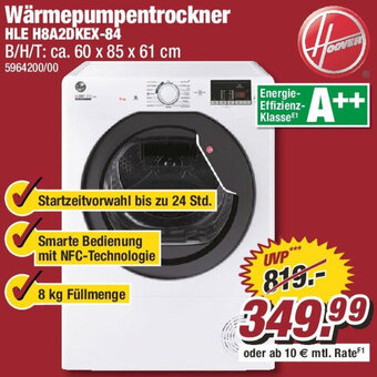 Poco Hoover Wärmepumpentrockner HLE H8A2DKEX-84 Angebot