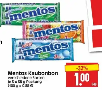 Edeka Herkules Mentos Kaubonbon 3x38g Angebot