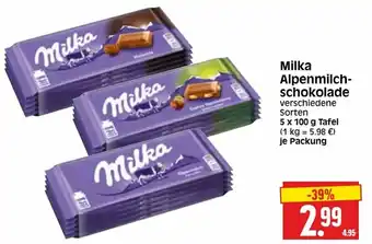 Edeka Herkules Milka Alpenmilch schokolade 5x100g Angebot