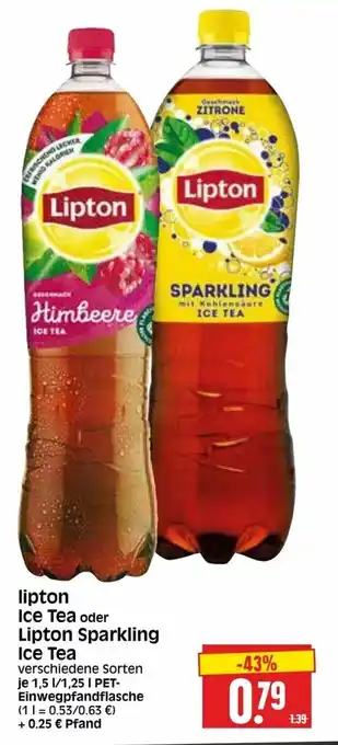 Edeka Herkules Lipton Ice Tea oder Sparkling Ice Tea 1,5/1,25L Angebot