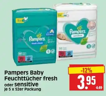 Edeka Herkules Pampers Baby Feuchttücher fresh oder sensitive Angebot