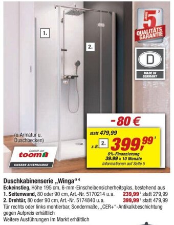 toom Baumarkt Duschkabinenserie Winga Angebot