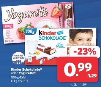 Combi Kinder Schokolade oder Yogurette 100 g Tafel Angebot