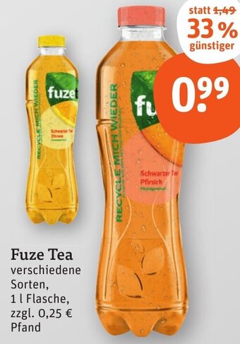 tegut Fuze Tea 1 L Flasche Angebot