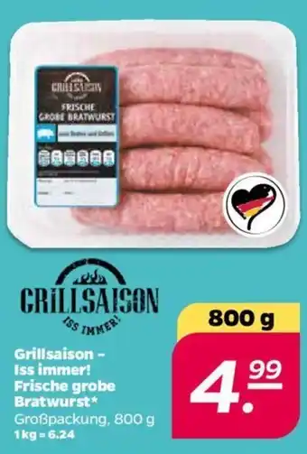 NETTO Grillsaison Iss immer! Frische grobe Bratwurst 800g Angebot