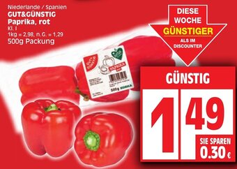 Edeka GUT&GÜNSTIG Paprika, rot 500 g Packung Angebot