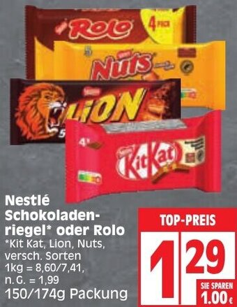 Edeka Nestlé Schokoladenriegel oder Rolo 150/174g Packung Angebot