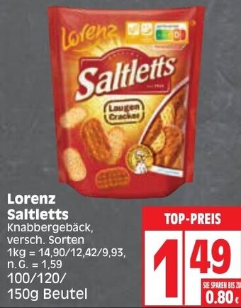 Edeka Lorenz Saltletts 100/120/ 150g Beutel Angebot